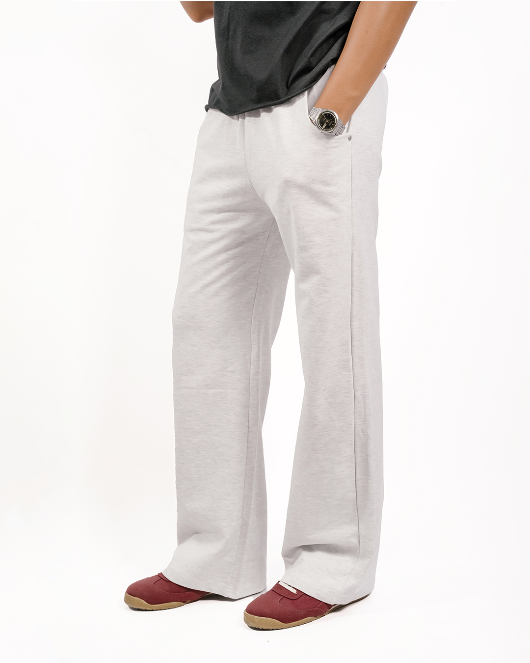 BRIGHT GREY EVERGREEN WIDE-LEG SWEATPANT