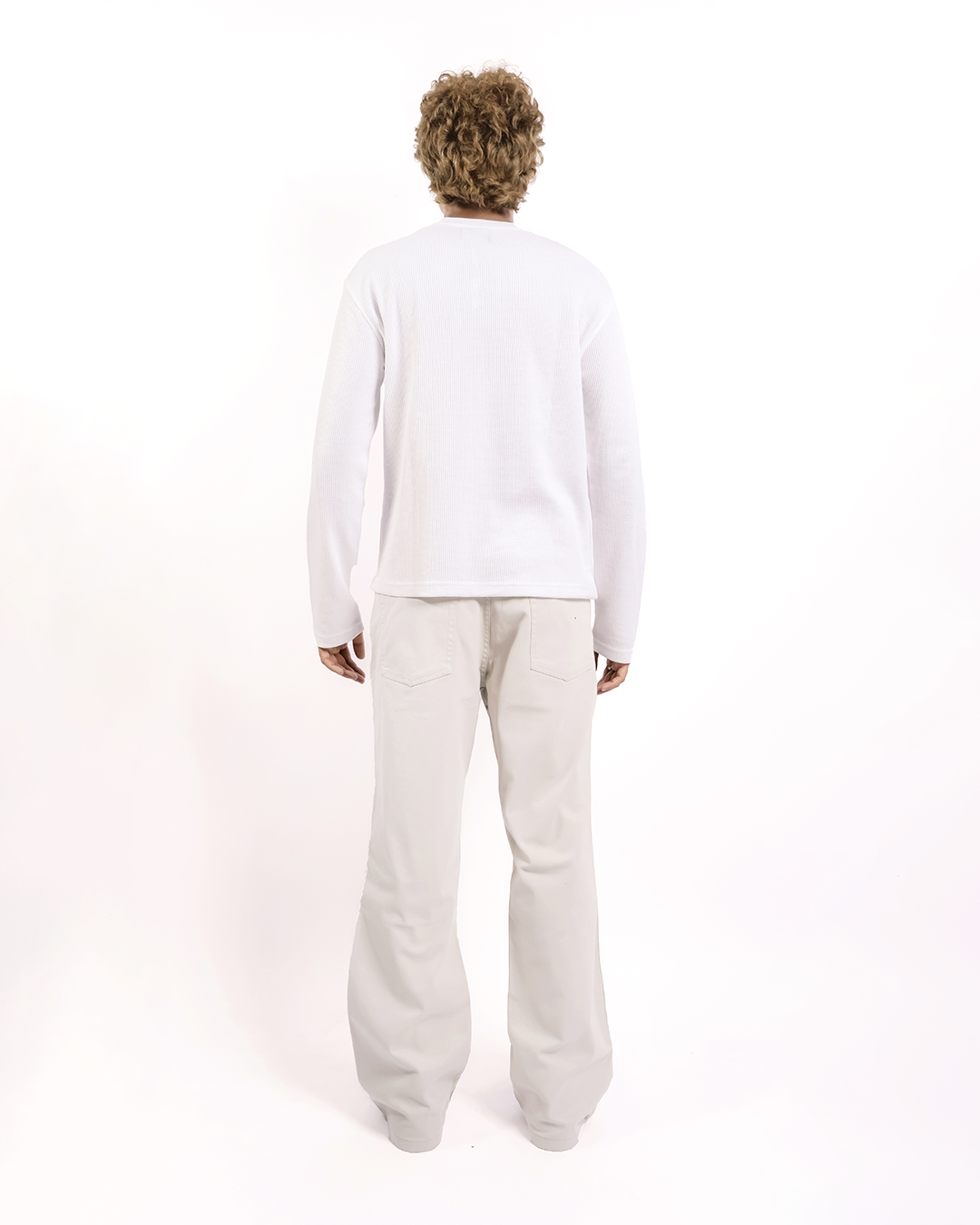 WHITE-EVERGREEN WAFFLE BOXY FIT T-SHIRT