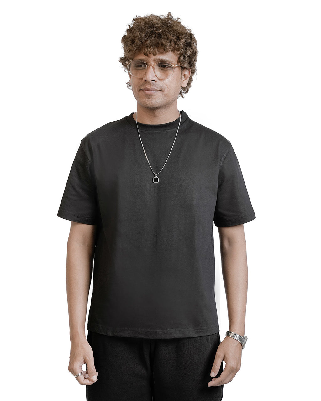 BLACK EVERGREEN BOXY-FIT T-SHIRT