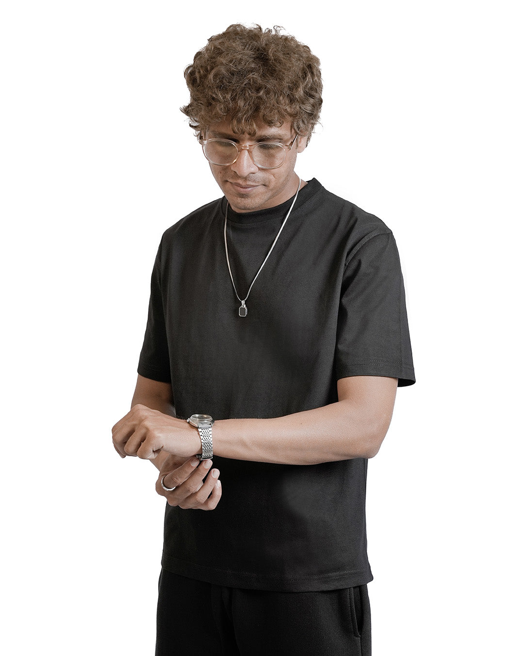 BLACK EVERGREEN BOXY-FIT T-SHIRT