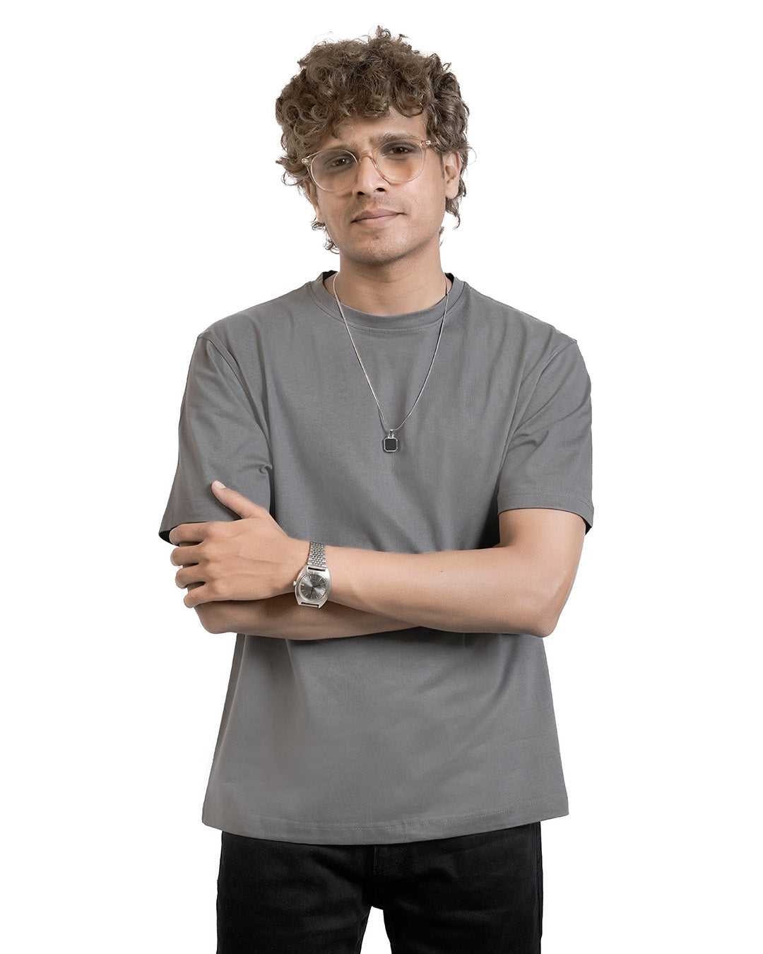 STEEL GREY EVERGREEN BOXY-FIT T-SHIRT