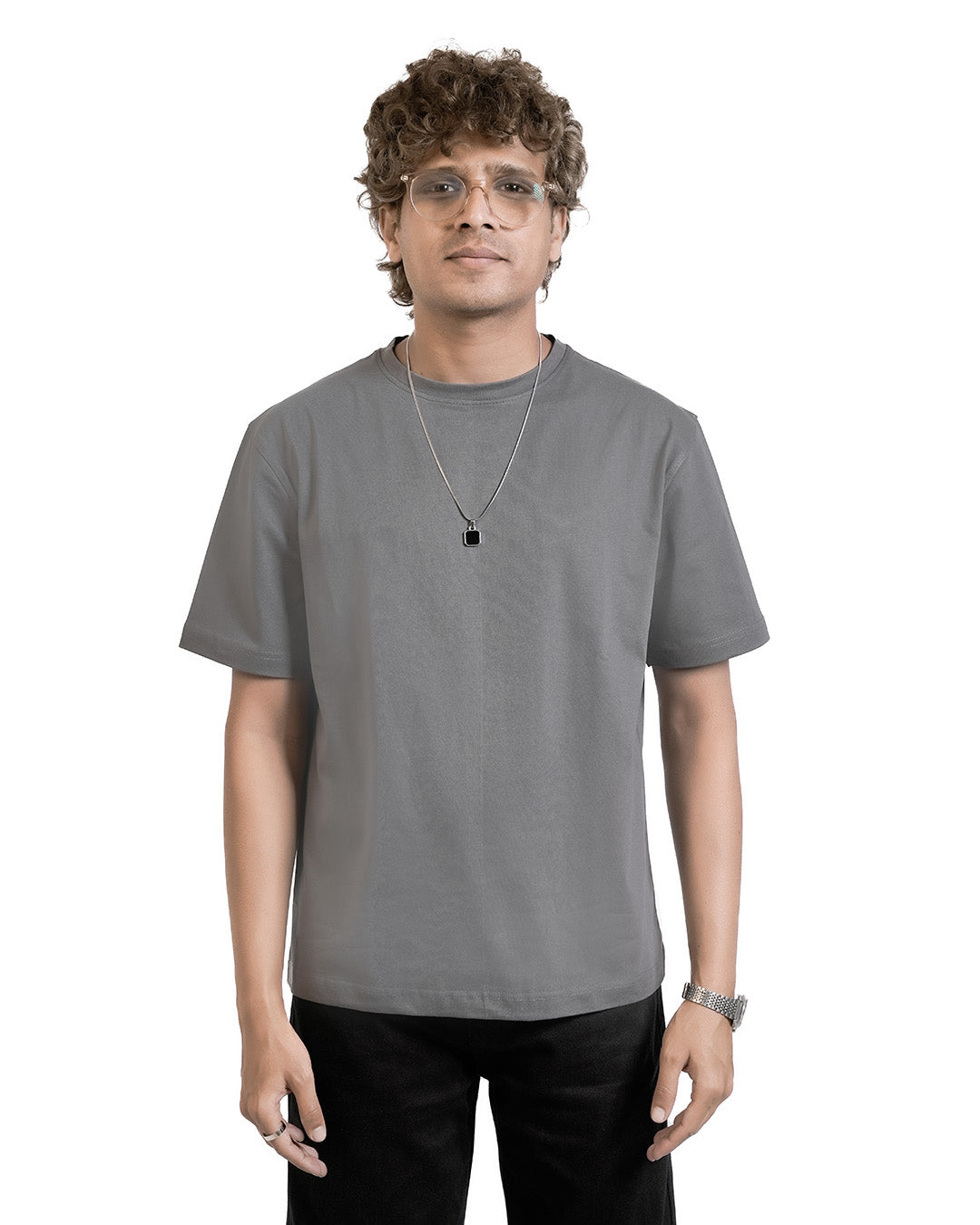 STEEL GREY EVERGREEN BOXY-FIT T-SHIRT