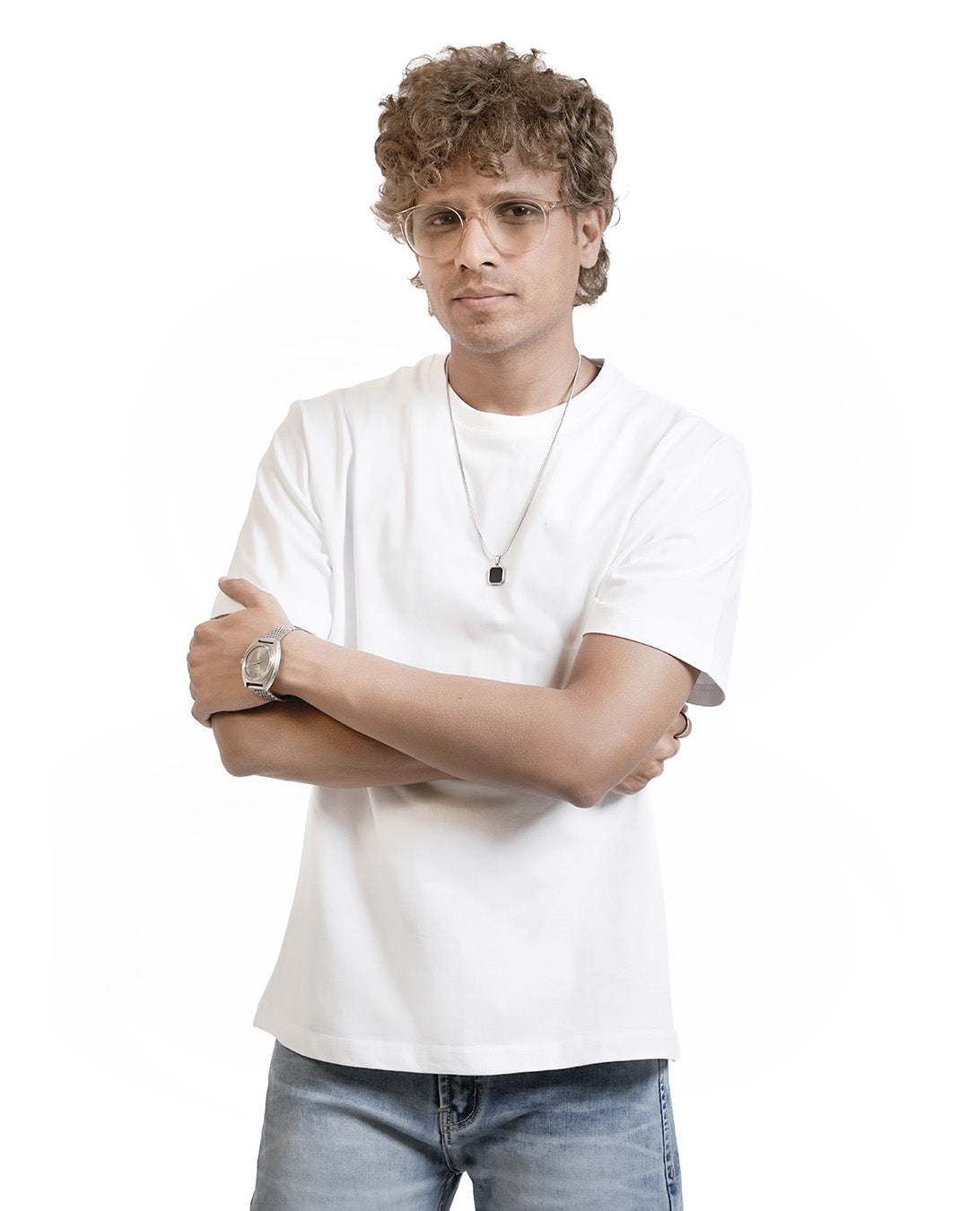 WHITE EVERGREEN BOXY-FIT T-SHIRT