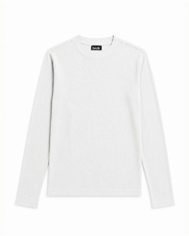 WHITE-EVERGREEN WAFFLE BOXY FIT T-SHIRT