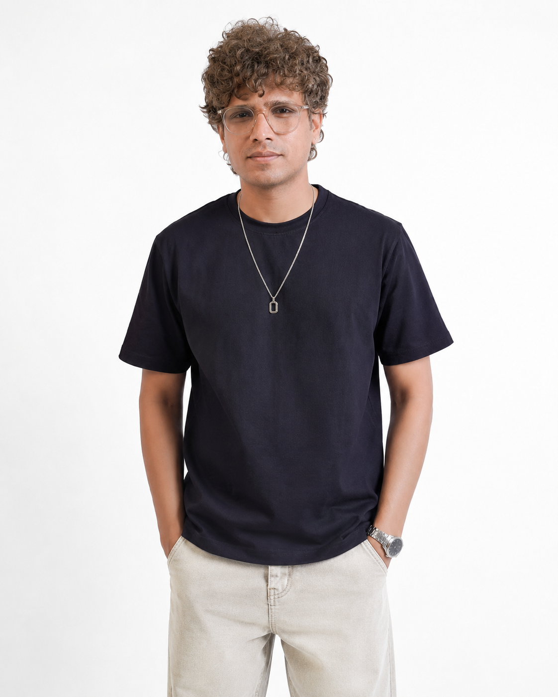 NAVY BLUE EVERGREEN BOXY-FIT T-SHIRT